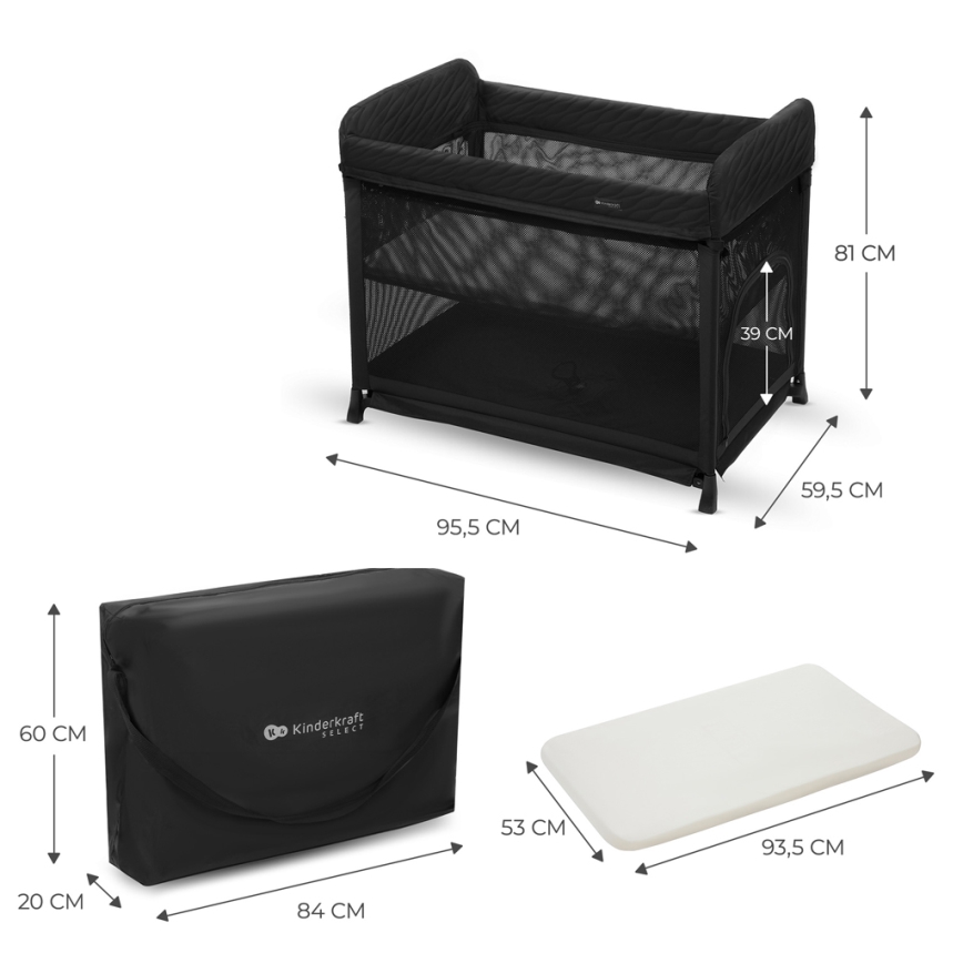 KINDERKRAFT SELECT - Travel crib MOON DREAM black