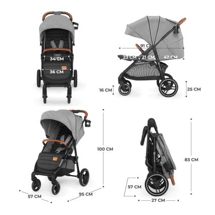 KINDERKRAFT - Stroller GRANDE PLUS grey