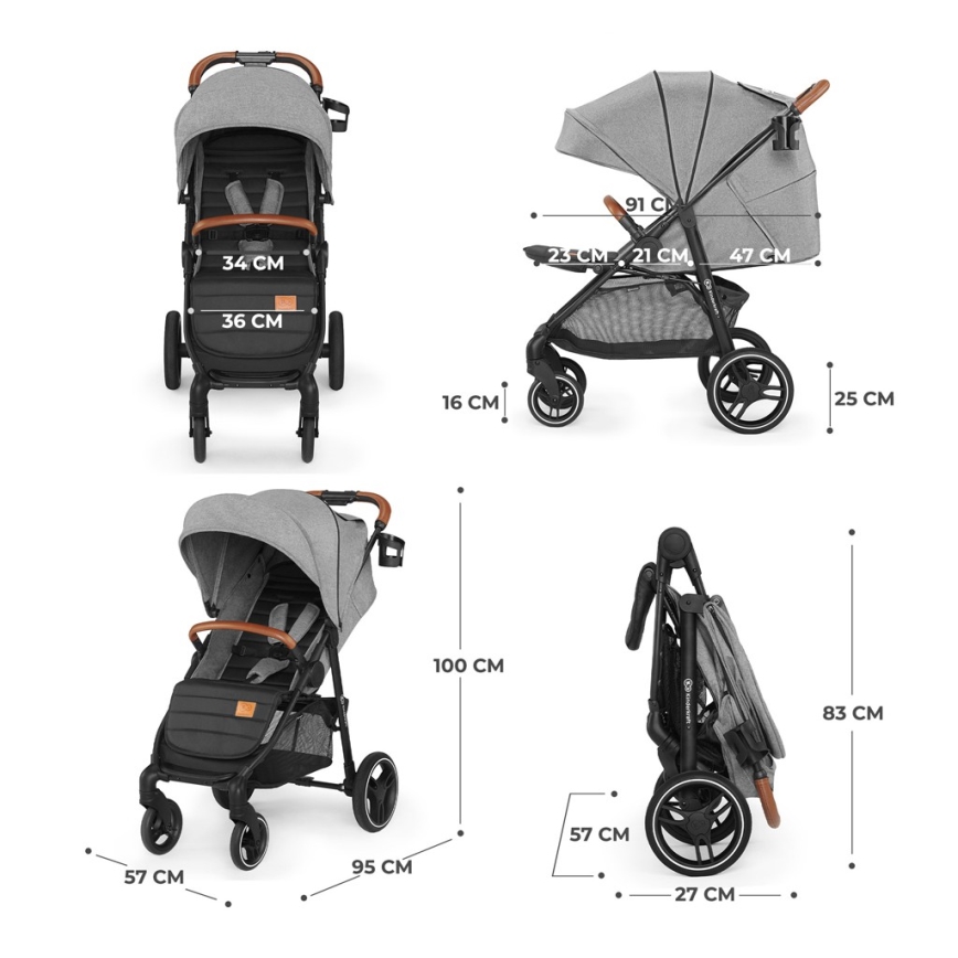 KINDERKRAFT - Stroller GRANDE PLUS grey
