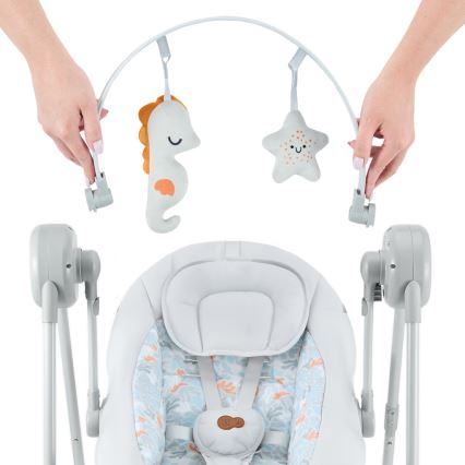 KINDERKRAFT - SWINGEE Baby Swing with Melody, Grey, 4xAAA/230V