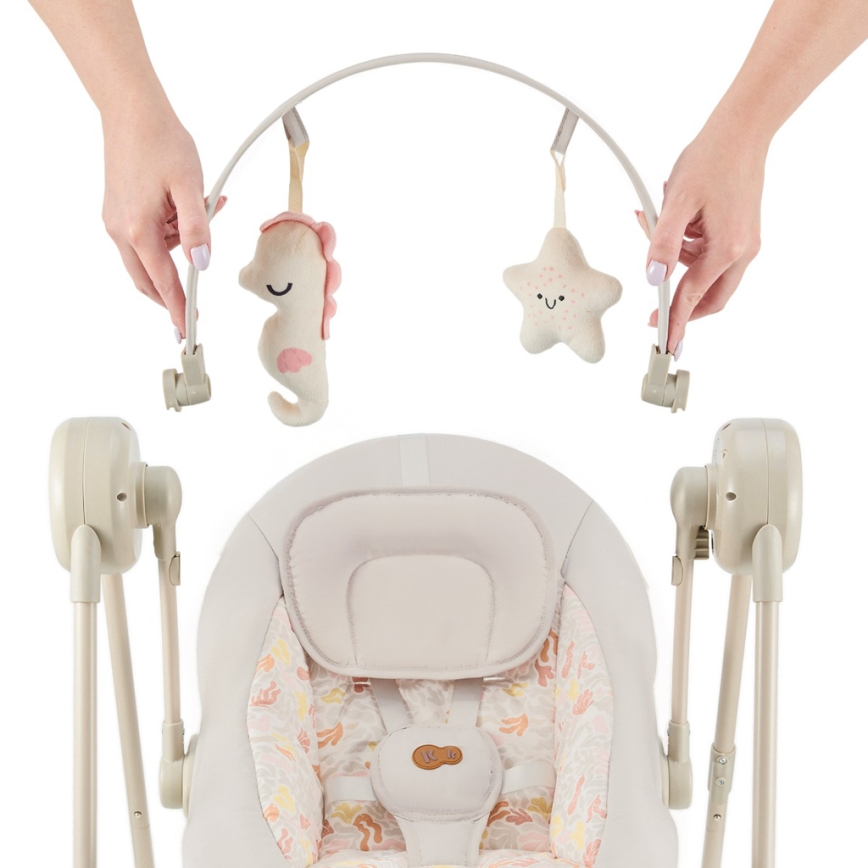 KINDERKRAFT SWINGEE Baby Swing with Music, Beige, 4xAAA/230V
