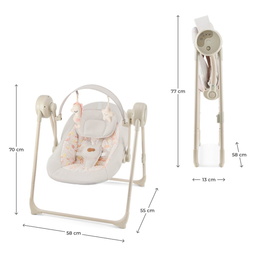 KINDERKRAFT SWINGEE Baby Swing with Music, Beige, 4xAAA/230V