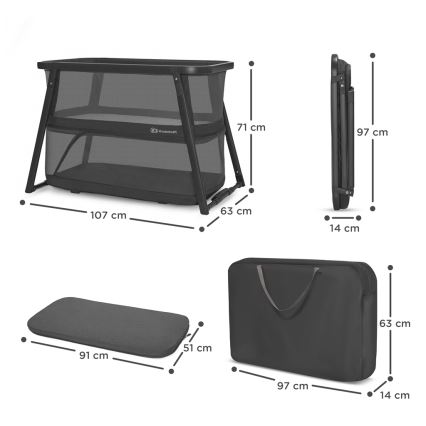 KINDERKRAFT - Travel crib 4in1 SOFI PLUS dark grey