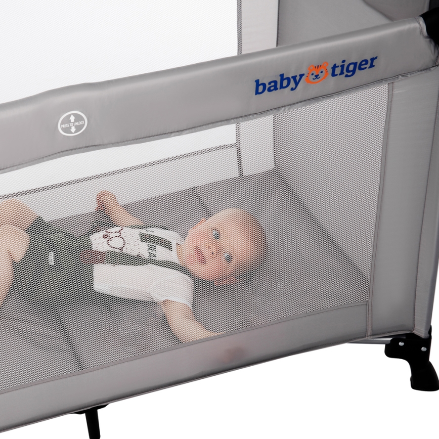 KINDERKRAFT - Travel crib Baby Tiger VIKI grey