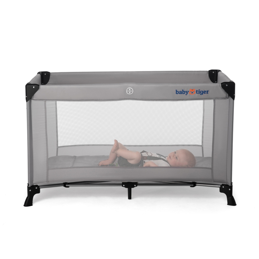 KINDERKRAFT - Travel crib Baby Tiger VIKI grey