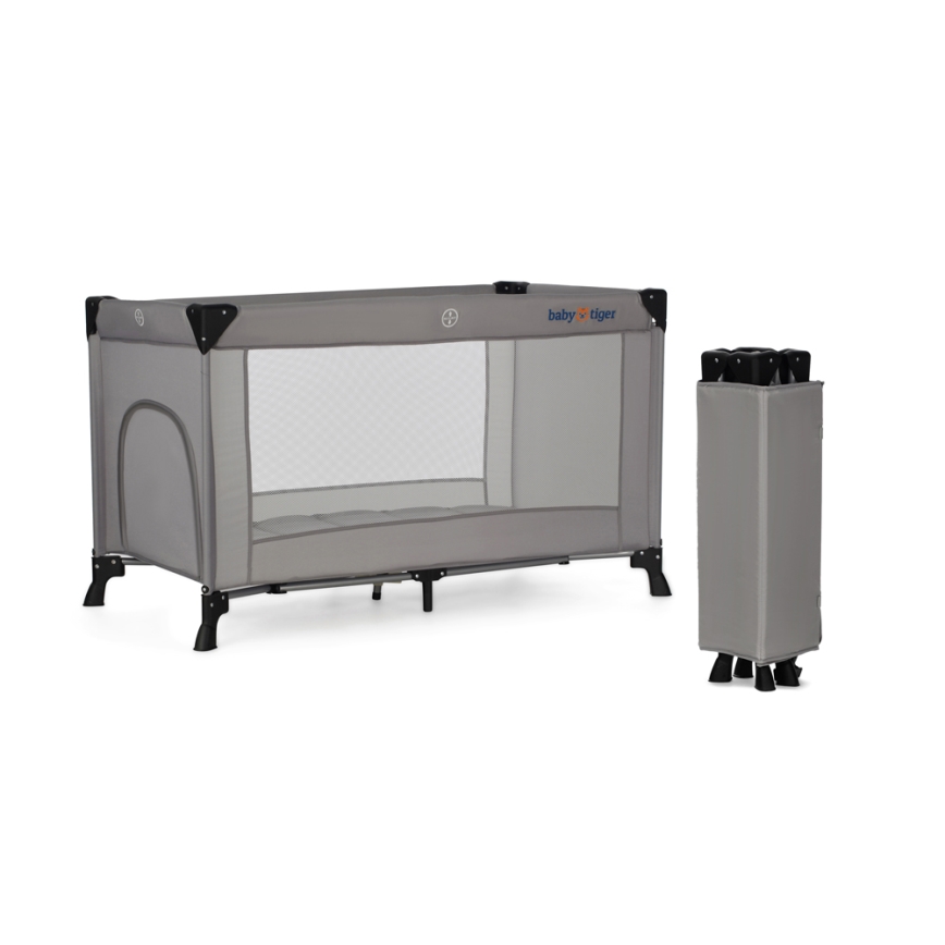 KINDERKRAFT - Travel crib Baby Tiger VIKI grey