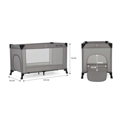 KINDERKRAFT - Travel crib Baby Tiger VIKI grey