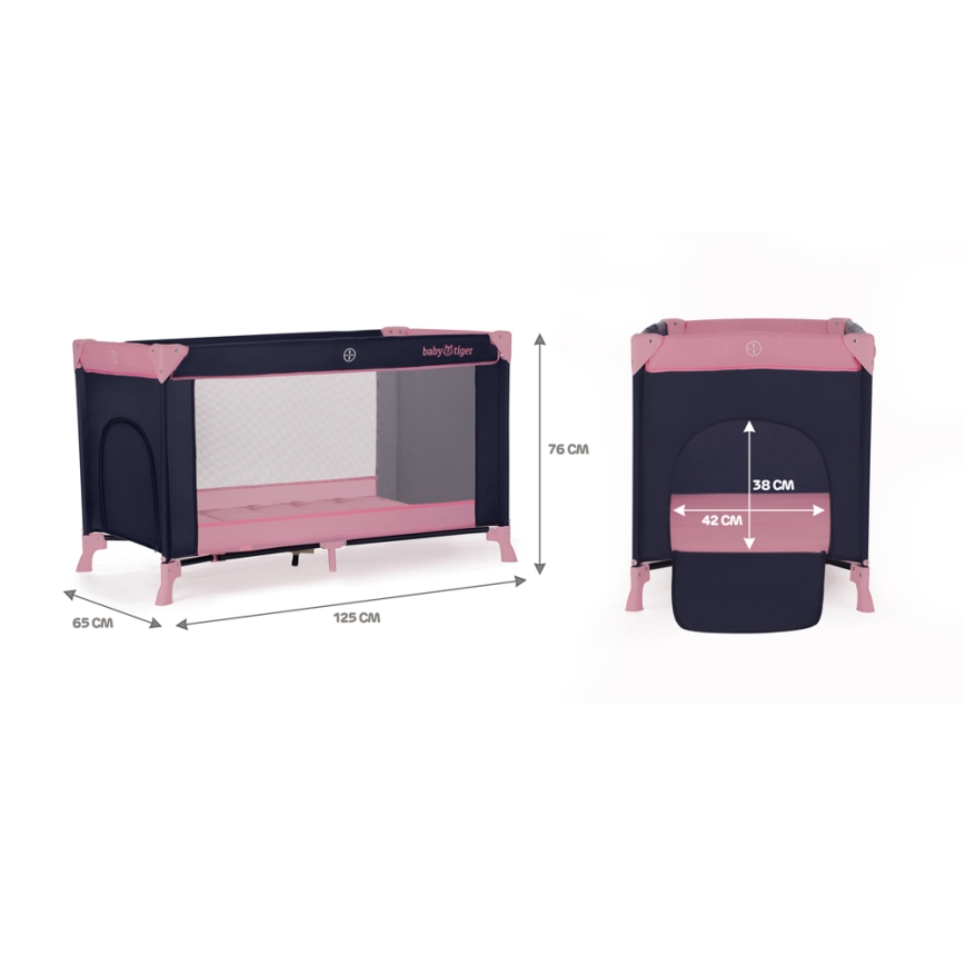 KINDERKRAFT - Travel crib Baby Tiger VIKI pink