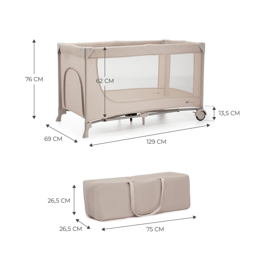 KINDERKRAFT - Travel crib JOY 2 beige