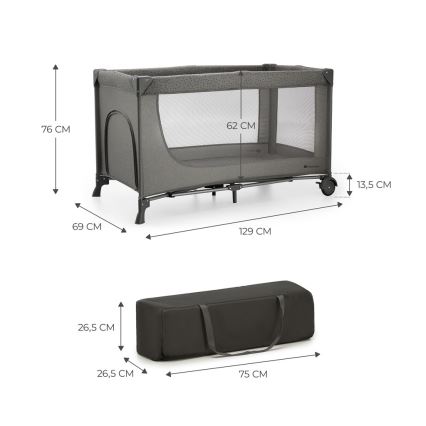KINDERKRAFT - Travel crib JOY 2 grey