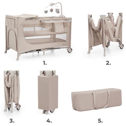 KINDERKRAFT - Travel crib JOY 2 with accessories beige