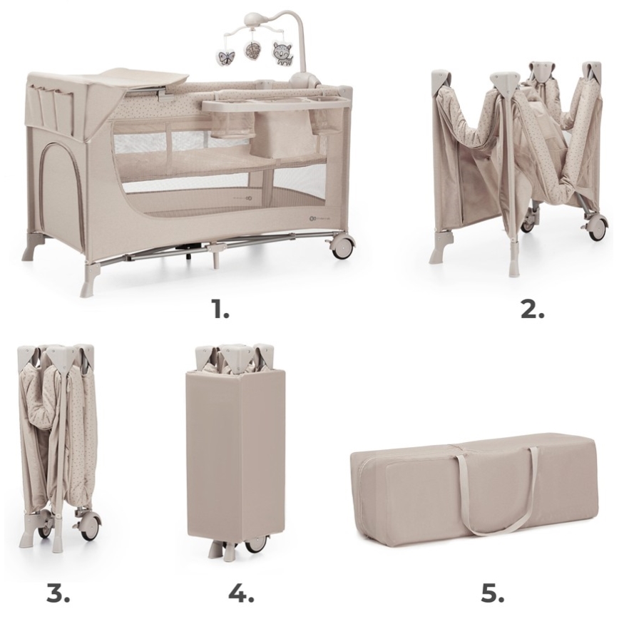 KINDERKRAFT - Travel crib JOY 2 with accessories beige