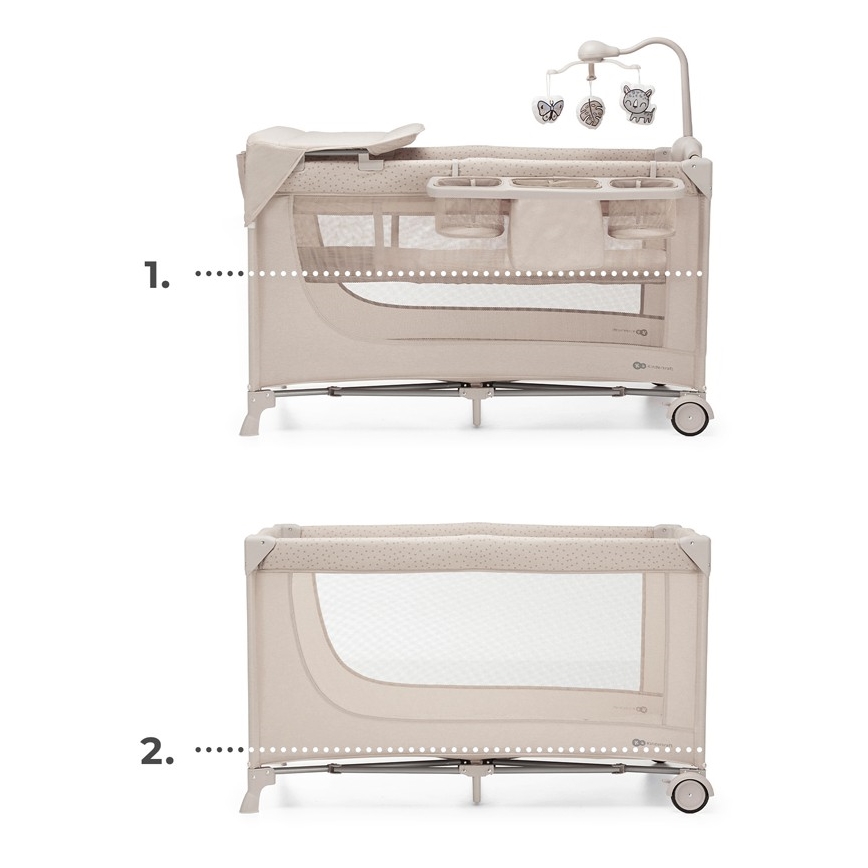 KINDERKRAFT - Travel crib JOY 2 with accessories beige