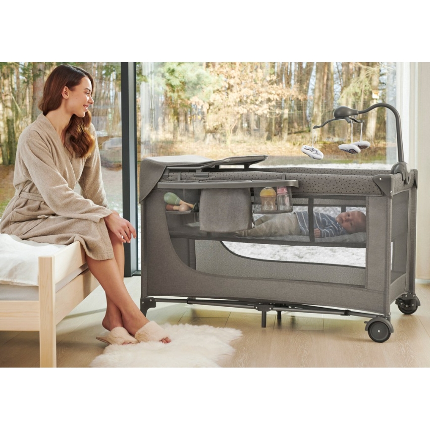 KINDERKRAFT - Travel crib JOY 2 with accessories grey