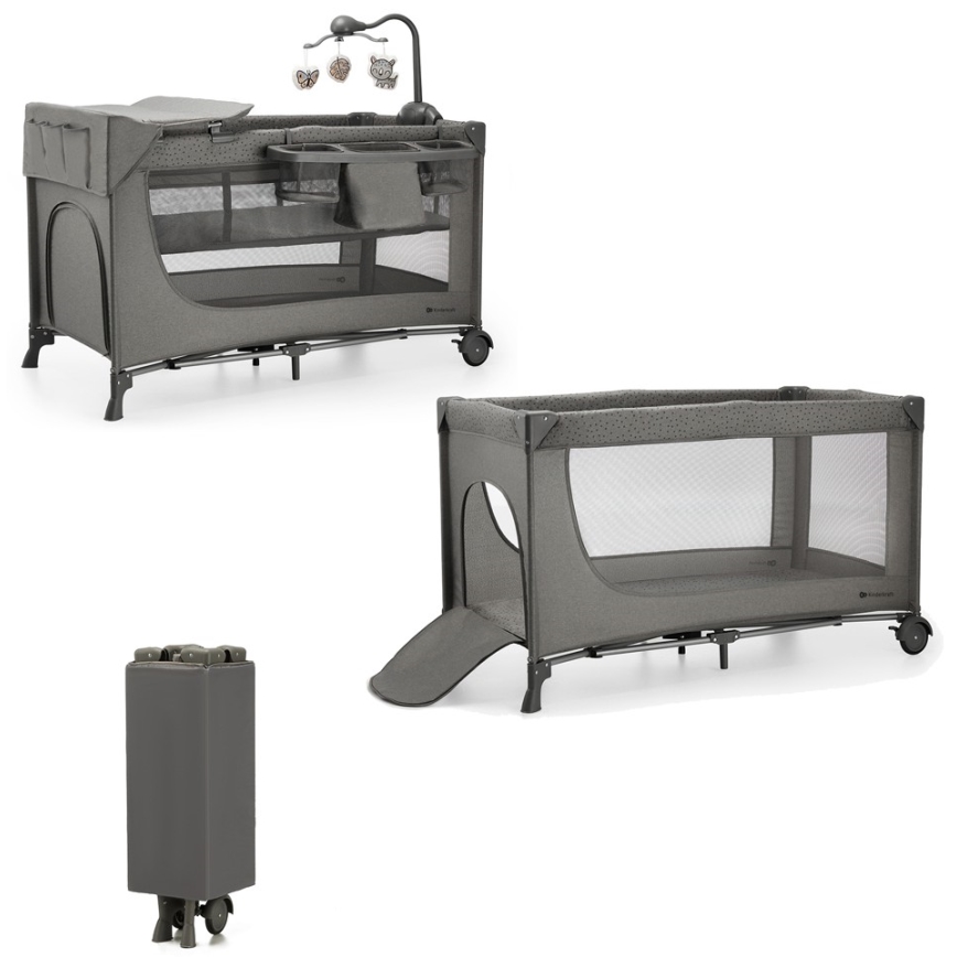KINDERKRAFT - Travel crib JOY 2 with accessories grey