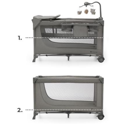 KINDERKRAFT - Travel crib JOY 2 with accessories grey