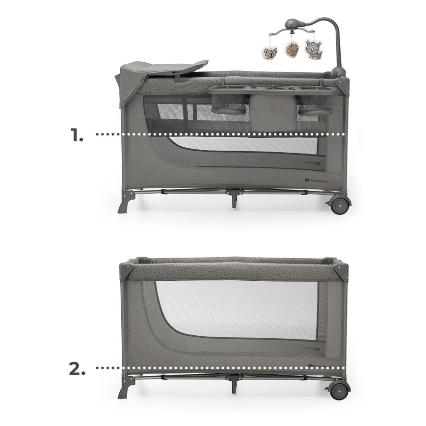 KINDERKRAFT - Travel crib JOY 2 with accessories grey