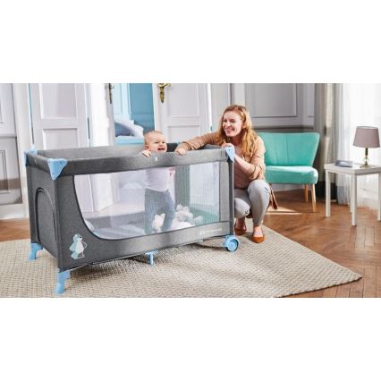 KINDERKRAFT - Travel crib JOY grey-blue
