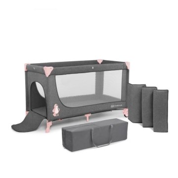 KINDERKRAFT - Travel crib JOY grey-pink