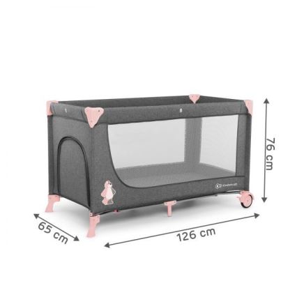 KINDERKRAFT - Travel crib JOY grey-pink