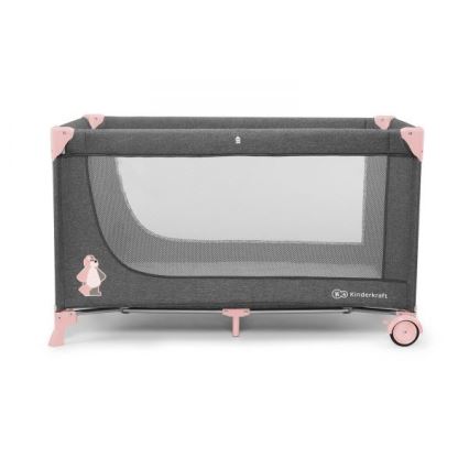 KINDERKRAFT - Travel crib JOY grey-pink