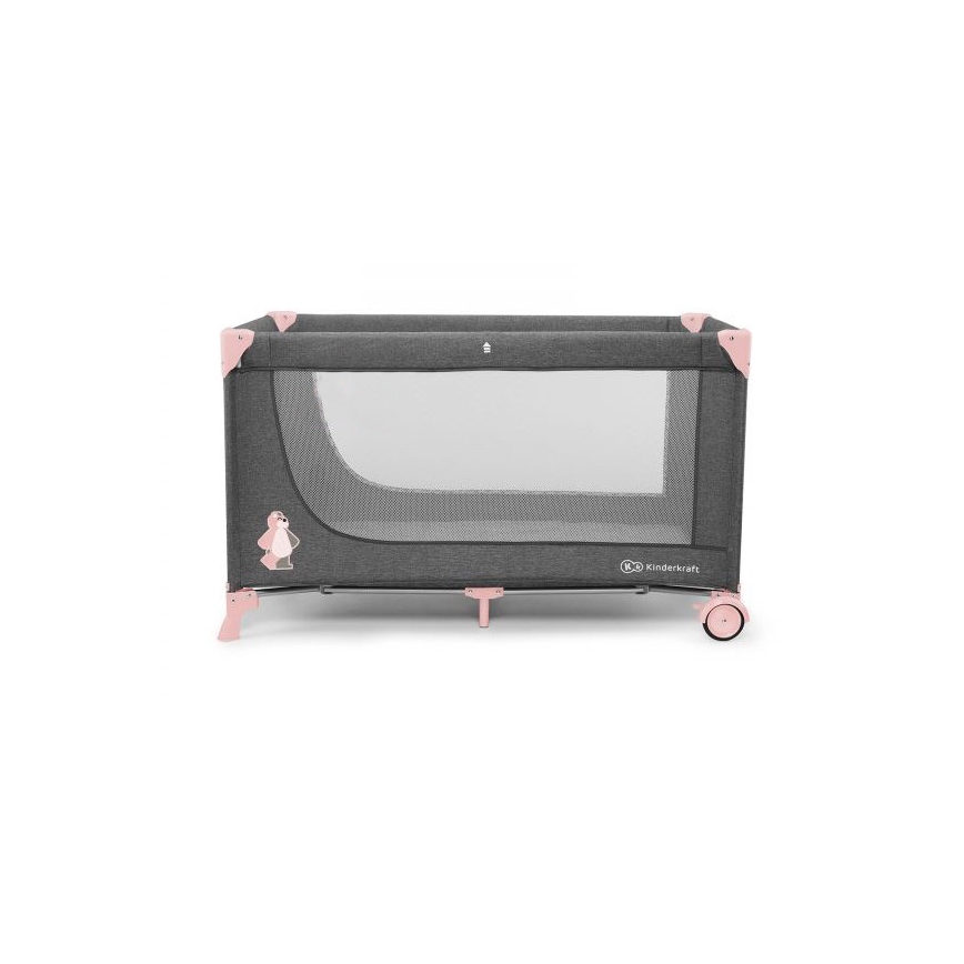 KINDERKRAFT - Travel crib JOY grey-pink