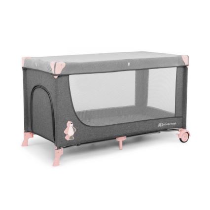 KINDERKRAFT - Travel crib JOY grey-pink