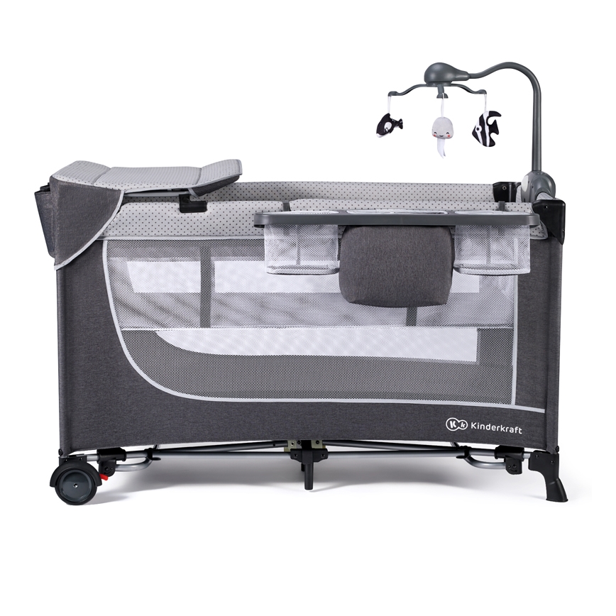 KINDERKRAFT - Travel crib LEODY grey