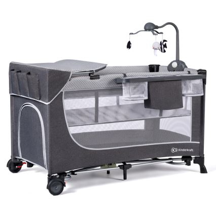 KINDERKRAFT - Travel crib LEODY grey