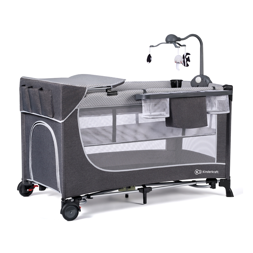 KINDERKRAFT - Travel crib LEODY grey