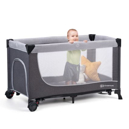 KINDERKRAFT - Travel crib LEODY grey