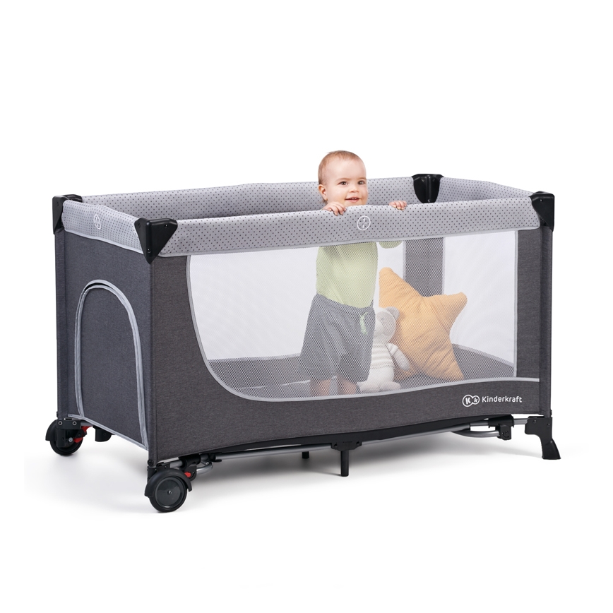 KINDERKRAFT - Travel crib LEODY grey