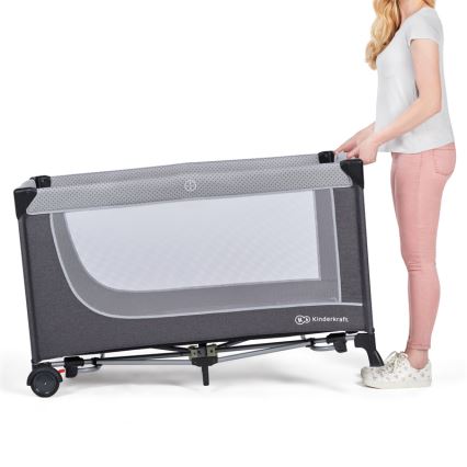 KINDERKRAFT - Travel crib LEODY grey