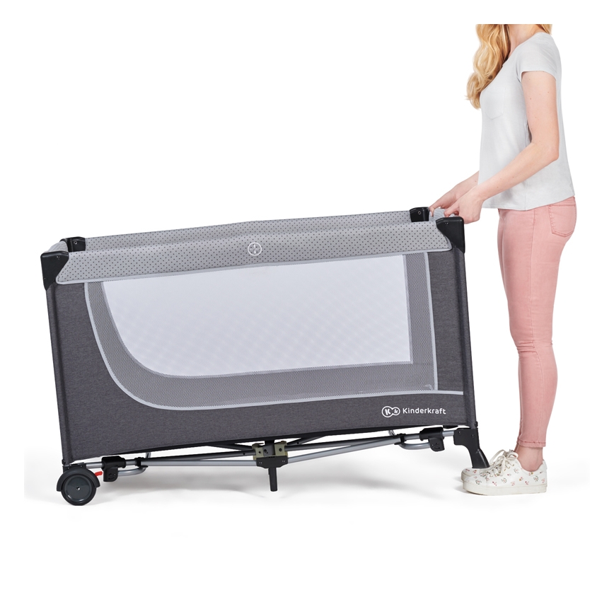 KINDERKRAFT - Travel crib LEODY grey