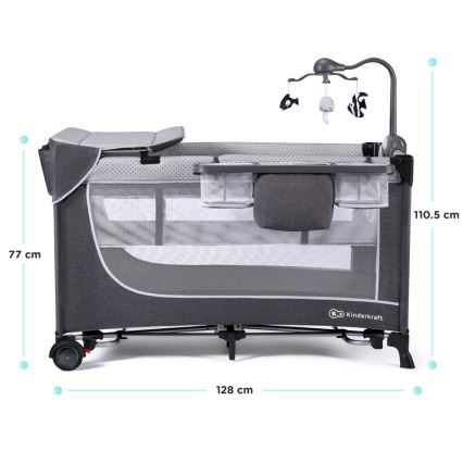 KINDERKRAFT - Travel crib LEODY grey