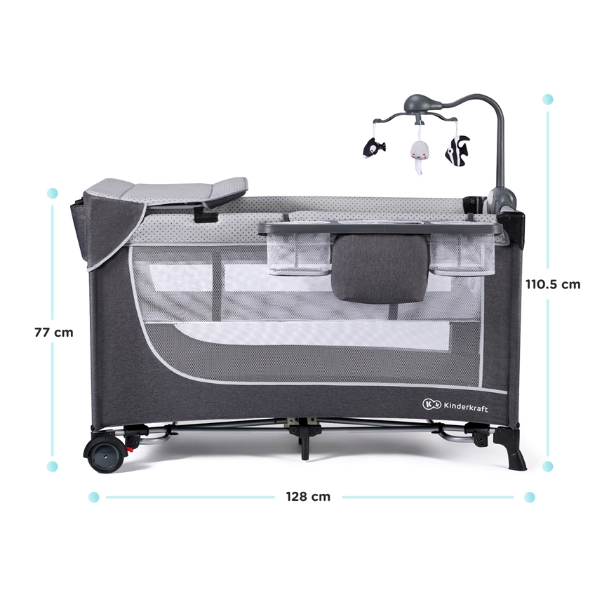 KINDERKRAFT - Travel crib LEODY grey
