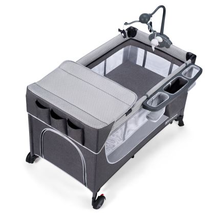 KINDERKRAFT - Travel crib LEODY grey
