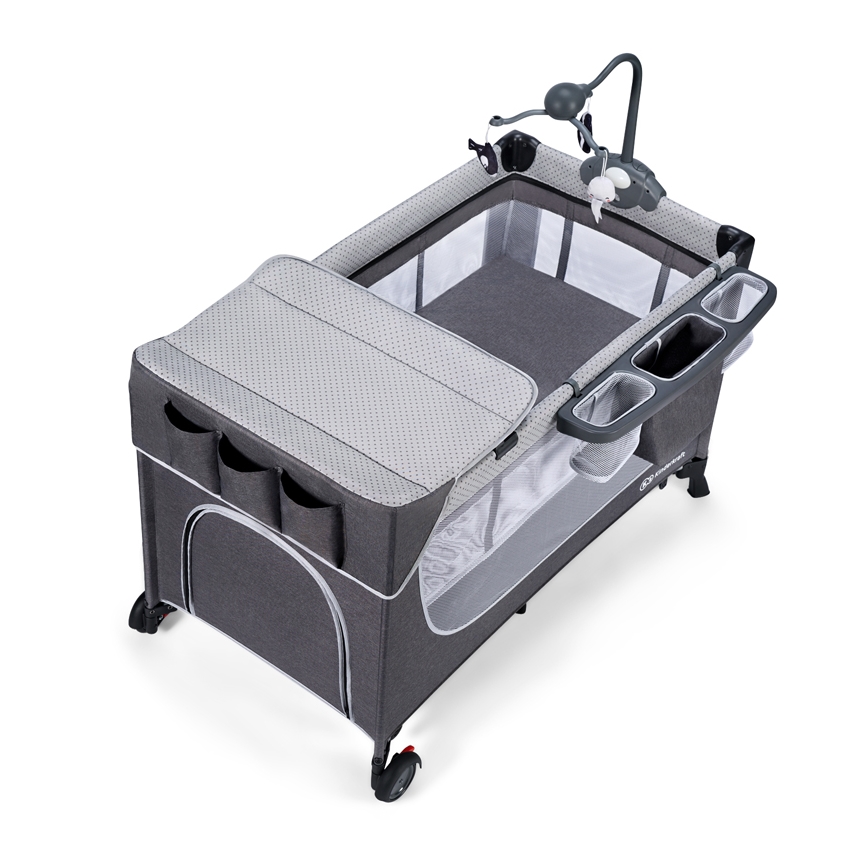 KINDERKRAFT - Travel crib LEODY grey