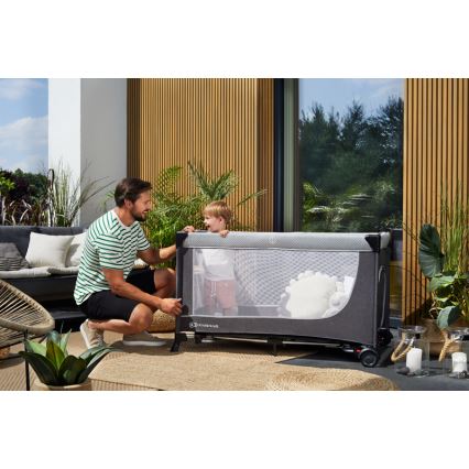 KINDERKRAFT - Travel crib LEODY grey