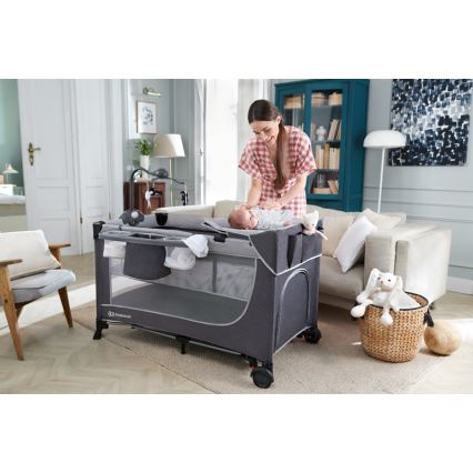 KINDERKRAFT - Travel crib LEODY grey