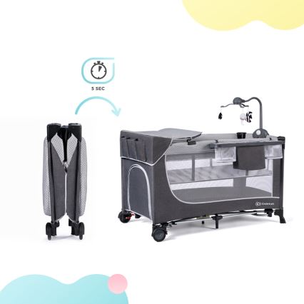 KINDERKRAFT - Travel crib LEODY grey