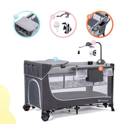 KINDERKRAFT - Travel crib LEODY grey