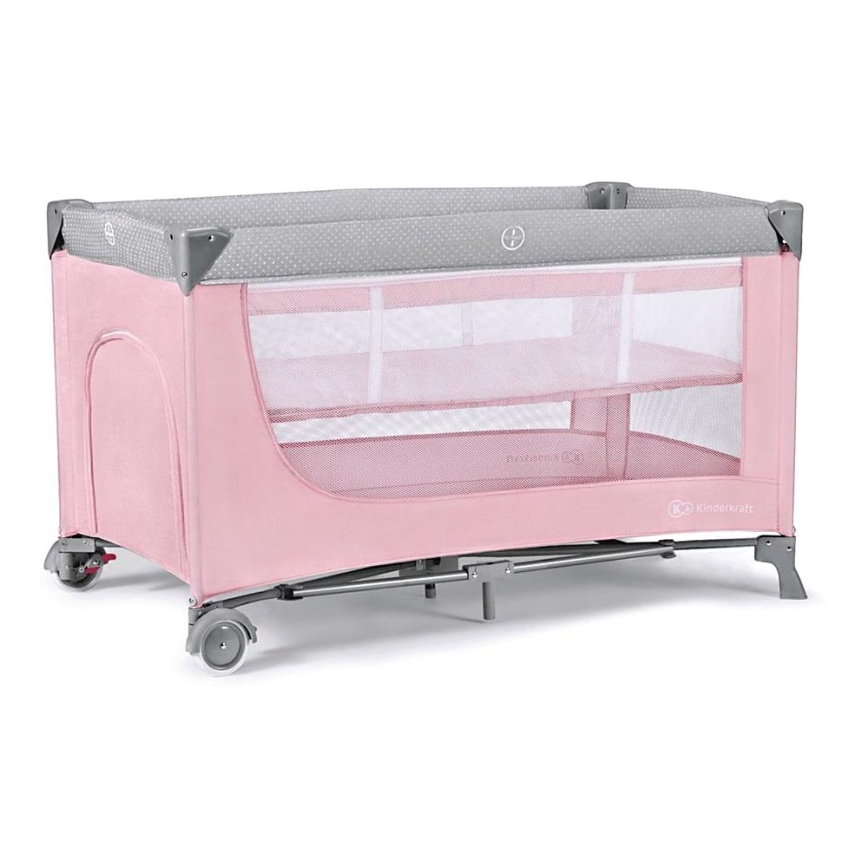 KINDERKRAFT - Travel crib LEODY pink