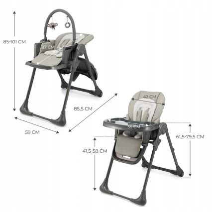 KINDERKRAFT - TUMMIE 2-in-1 Children's Dining Chair, Grey