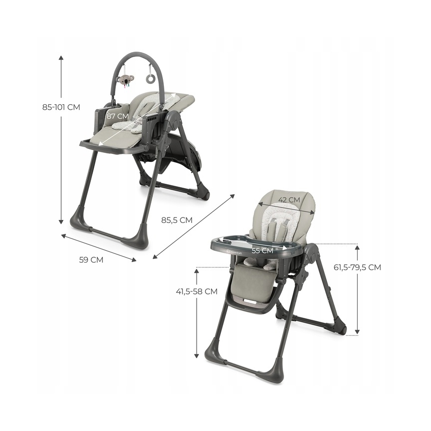 KINDERKRAFT - TUMMIE 2-in-1 Children's Dining Chair, Grey