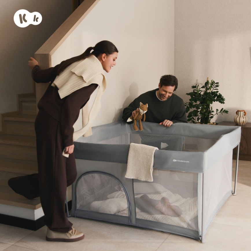 KINDERKRAFT - ZIKI Baby Playpen, Grey