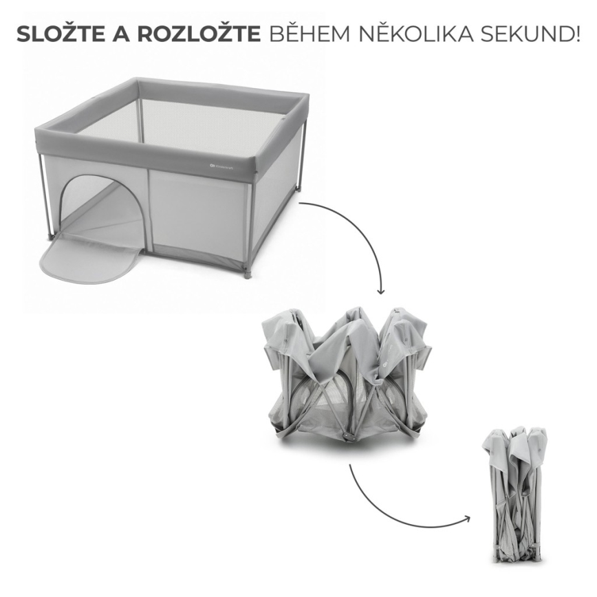 KINDERKRAFT - ZIKI Baby Playpen, Grey