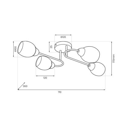 KING flush-mounted chandelier 4xE27/15W/230V black