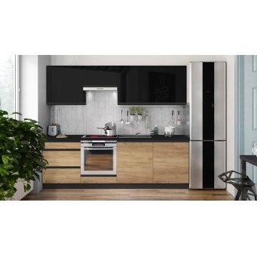 Kitchen unit MARINA 240 cm craft oak/high-gloss black