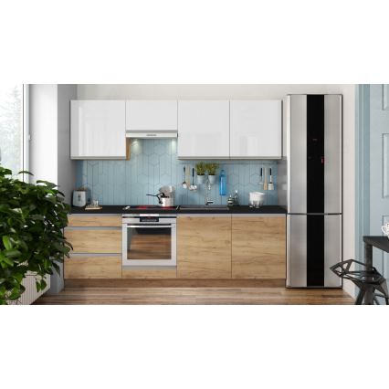 Kitchen unit MARINA 240 cm Craft Oak/high-gloss white